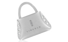 Lincoln Purse Shaped Keychain In A Black Gift Box With 6 Clear Crystals. Embellished With Dazzling Crystals