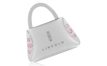 Lincoln Purse Shaped Keychain In A Black Gift Box With 6 Pink Crystals. Embellished With Dazzling Crystals