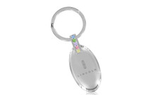 Lincoln Chrome Plate Oval Shape Keychain With Multicolor Crystals In A Black Gift Box. Embellished With Dazzling Crystals
