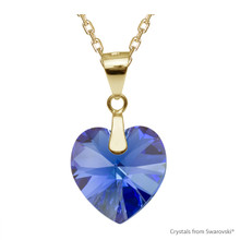 Sapphire Ab Xilion Heart Necklace Embellished With Dazzling Crystals (NE3G-206AB)