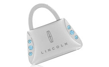 Lincoln Purse Shape Keychain With Blue Crystals In A Black Gift Box. Embellished With Dazzling Crystals