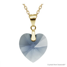 Denim Blue Xilion Heart Necklace Embellished With Dazzling Crystals (NE3G-266)