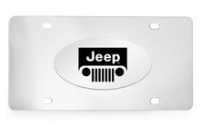 Jeep Logo Chrome Plated Solid Brass Emblem On A Stainless Steel Plate