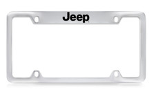 Jeep Logomark Chrome Plated Solid Brass Top Engraved License Plate Frame Holder With Black Imprint