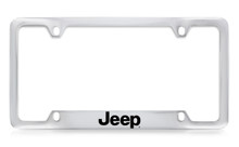 Jeep Logomark Chrome Plated Solid Brass Bottom Engraved License Plate Frame Holder With Black Imprint