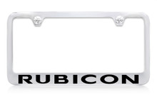 Jeep Rubicon Chrome Plated License Plate Frame Tag Holder With Black Imprint