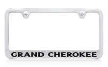 Jeep Grand Cherokee Chrome Plated Solid Brass License Plate Frame Holder With Black Imprint