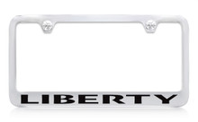 Jeep Liberty Chrome Plated Solid Brass License Plate Frame Holder With Black Imprint
