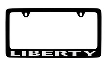 Jeep Liberty Black Coated Zinc License Plate Frame Holder With Silver Imprint