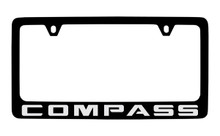 Jeep Compass Black Coated Zinc License Plate Frame Holder With Silver Imprint