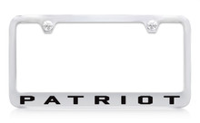 Jeep Patriot Chrome Plated Solid Brass License Plate Frame Holder With Black Imprint