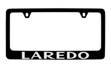 Jeep Laredo Black Coated Zinc License Plate Frame Holder With Silver Imprint