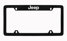Jeep Wordmark Black Coated Zinc Top Engraved License Plate Frame Holder With Silver Imprint