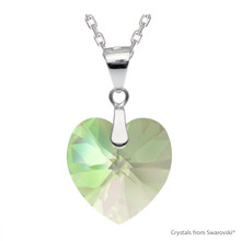 Crystal Luminous Green F Xilion Heart Necklace Embellished With Dazzling Crystals (NE3R-001LUMG)