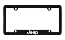 Jeep Wordmark Black Coated Zinc Bottom Engraved License Plate Frame Holder 