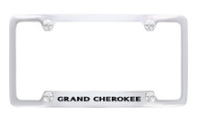 Jeep Grand Cherokee Chrome Plated Metal Bottom Engraved License Plate Frame Holder With Black Imprint