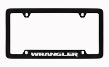 Jeep Wrangler Black Coated Zinc Bottom Engraved License Plate Frame Holder With Silver Imprint