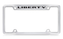 Jeep Liberty Chrome Plated Solid Brass Top Engraved License Plate Frame Holder With Black Imprint