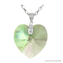 Crystal Luminous Green F Xilion Heart Necklace Embellished With Dazzling Crystals (NE3R-001LUMG-28)