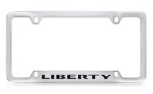 Jeep Liberty Chrome Plated Solid Brass Bottom Engraved License Plate Frame Holder With Black Imprint