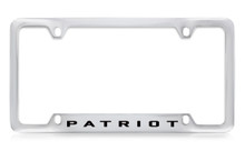Jeep Patriot Chrome Plated Solid Brass Bottom Engraved License Plate Frame Holder With Black Imprint