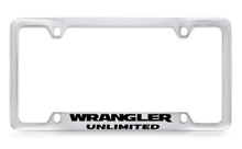 Jeep Wrangler Unlimited Chrome Plated Solid Brass Bottom Engraved License Plate Frame Holder With Black Imprint