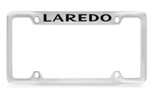 Jeep Laredo Chrome Plated Solid Brass Top Engraved License Plate Frame Holder With Black Imprint