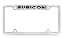 Jeep Rubicon Chrome Plated Metal Top Engraved License Plate Frame Holder With Black Imprint