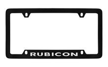 Jeep Rubicon Black Coated Zinc Bottom Engraved License Plate Frame Holder With Silver Imprint With Silver Imprint