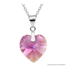 Rose Ab Xilion Heart Necklace Embellished With Dazzling Crystals (NE3R-209AB)