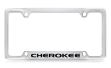 Jeep Cherokee Chrome Plated Solid Brass Bottom Engraved License Plate Frame Holder With Black Imprint
