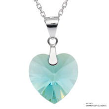 Light Turquoise Xilion Heart Necklace Embellished With Dazzling Crystals (NE3R-263AB)