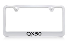 Infiniti QX50 Chrome Plated Solid Brass License Plate Frame Holder With Black Imprint