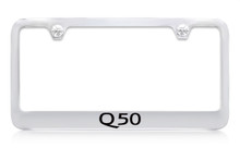 Infiniti Q50 Chrome Plated Solid Brass License Plate Frame Holder With Black Imprint