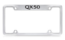 Infiniti QX50 Top Engraved Chrome Plated Solid Brass License Plate Frame Holder With Black Imprint
