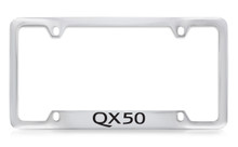 Infiniti QX50 Bottom Engraved Chrome Plated Solid Brass License Plate Frame Holder With Black Imprint