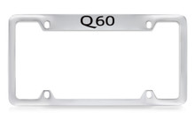 Infiniti Q60 Top Engraved Chrome Plated Solid Brass License Plate Frame Holder With Black Imprint