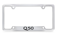Infiniti Q50 Bottom Engraved Chrome Plated Solid Brass License Plate Frame Holder With Black Imprint