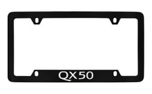 Infiniti QX50 Bottom Engraved Black Coated Zinc License Plate Frame Holder With Silver Imprint
