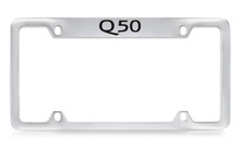 Infiniti Q50 Top Engraved Chrome Plated Solid Brass License Plate Frame Holder With Black Imprint