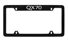 Infiniti QX70 Top Engraved Black Coated Zinc License Plate Frame Holder With Silver Imprint