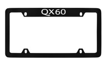 Infiniti QX60 Top Engraved Black Coated Zinc License Plate Frame Holder With Silver Imprint