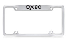 Infiniti QX80 Top Engraved Chrome Plated Solid Brass License Plate Frame Holder With Black Imprint
