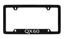 Infiniti QX60 Bottom Engraved Black Coated Zinc License Plate Frame Holder With Silver Imprint