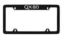 Infiniti QX80 Top Engraved Black Coated Zinc License Plate Frame Holder With Silver Imprint