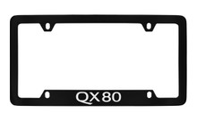 Infiniti QX80 Bottom Engraved Black Coated Zinc License Plate Frame Holder With Silver Imprint