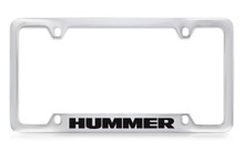 Hummer Wordmark Bottom Engraved Chrome Plated Solid Brass License Plate Frame Holder With Black Imprint