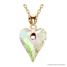 Crystal Luminous Green F Wild Heart Necklace Embellished With Dazzling Crystals (NE4G-001LUMG)