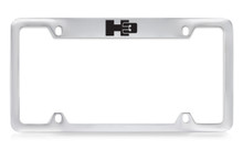 Hummer H3 Logo Top Engraved Chrome Plated Solid Brass License Plate Frame Holder With Black Imprint