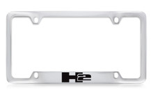 Hummer H2 Logo Only Bottom Engraved Chrome Plated Solid Brass License Plate Frame Holder With Black Imprint